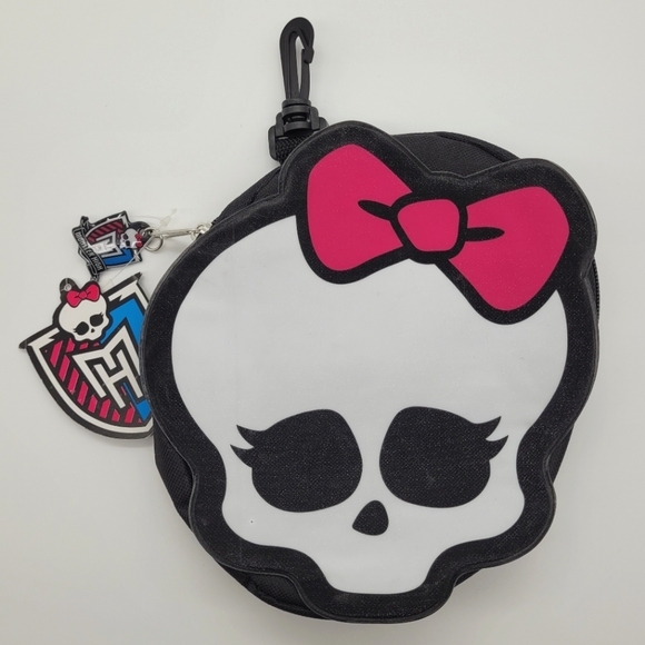 MONSTER HIGH | skull & bow zip pencil case/small clip purse - Picture 1 of 9
